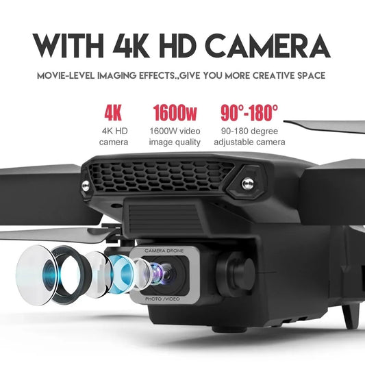 2025 E88Pro RC Drone 4K Professinal With 3 Battery 1080P Wide Angle HD Camera Foldable Helicopter WIFI FPV Height Hold Gift Toy