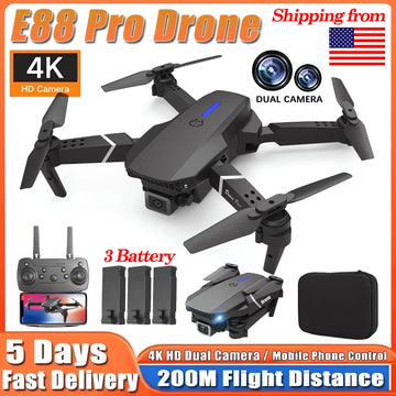 2025 E88Pro RC Drone 4K Professinal With 3 Battery 1080P Wide Angle HD Camera Foldable Helicopter WIFI FPV Height Hold Gift Toy